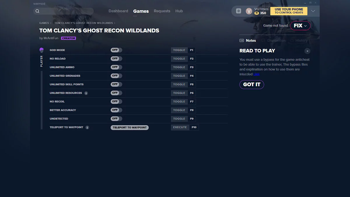 Tom Clancy's Ghost Recon: Wildlands — Трейнер (+10) от 23.03.2020 [WeMod] [Uplay]