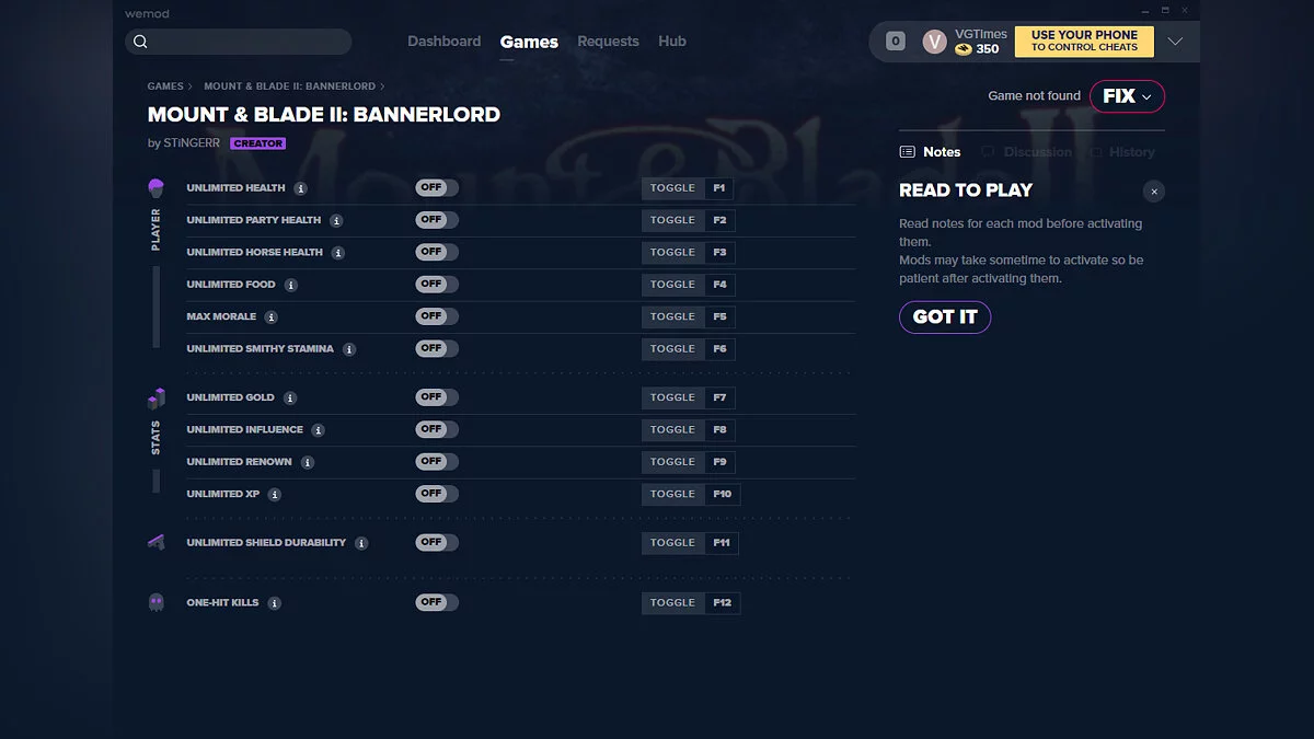 Mount & Blade 2: Bannerlord — Трейнер (+12) от 10.04.2020 [WeMod]