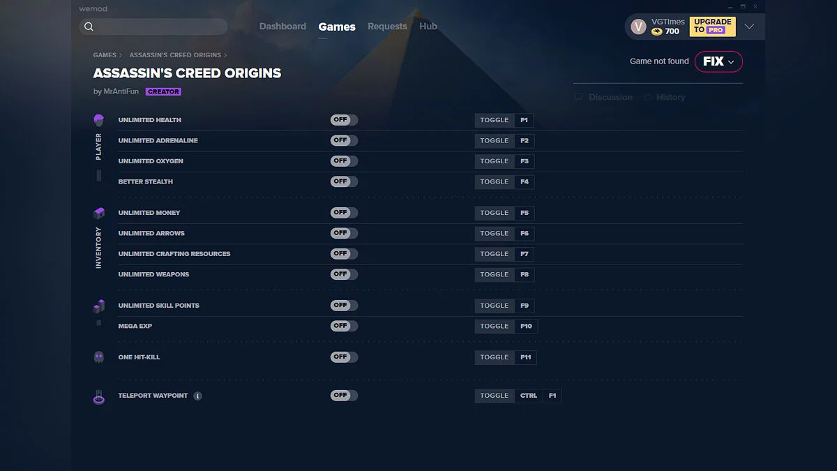Assassin's Creed: Origins — Трейнер (+12) от 27.11.2020 [WeMod] [Origin]