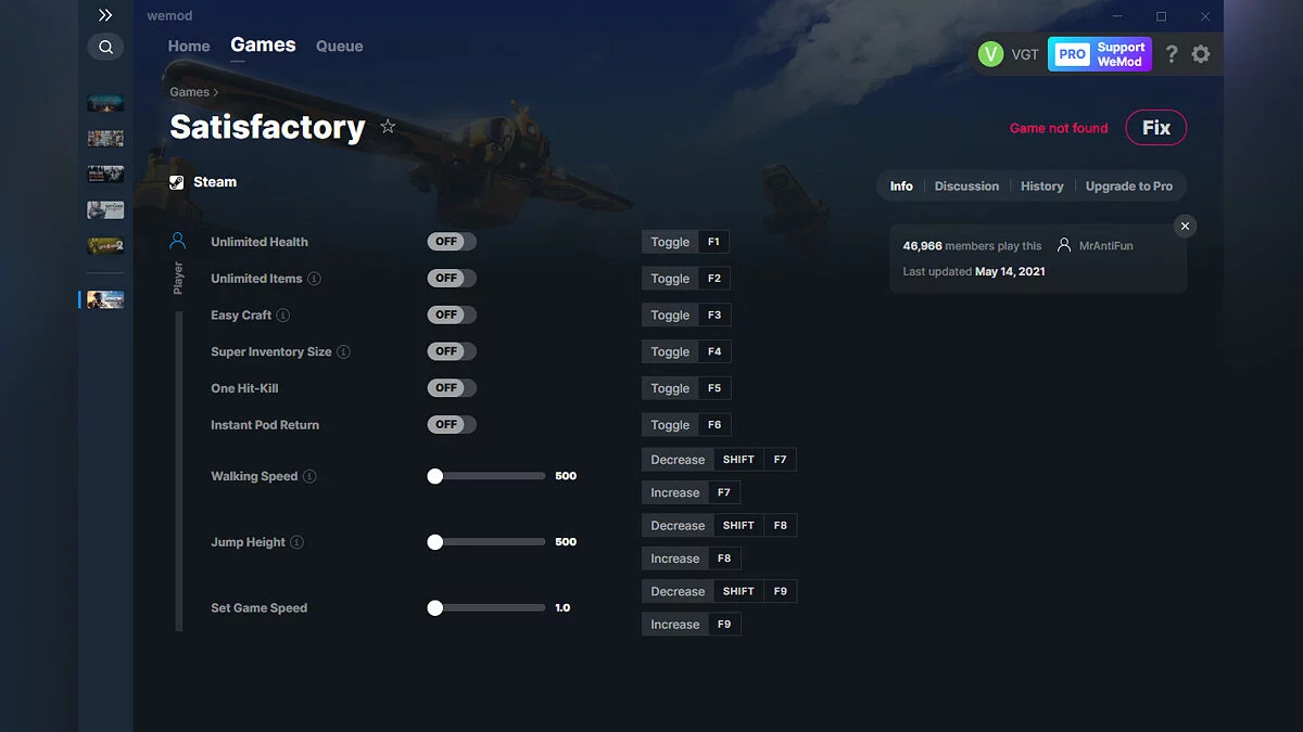Satisfactory — Трейнер (+9) от 14.05.2021 [WeMod] [Steam]