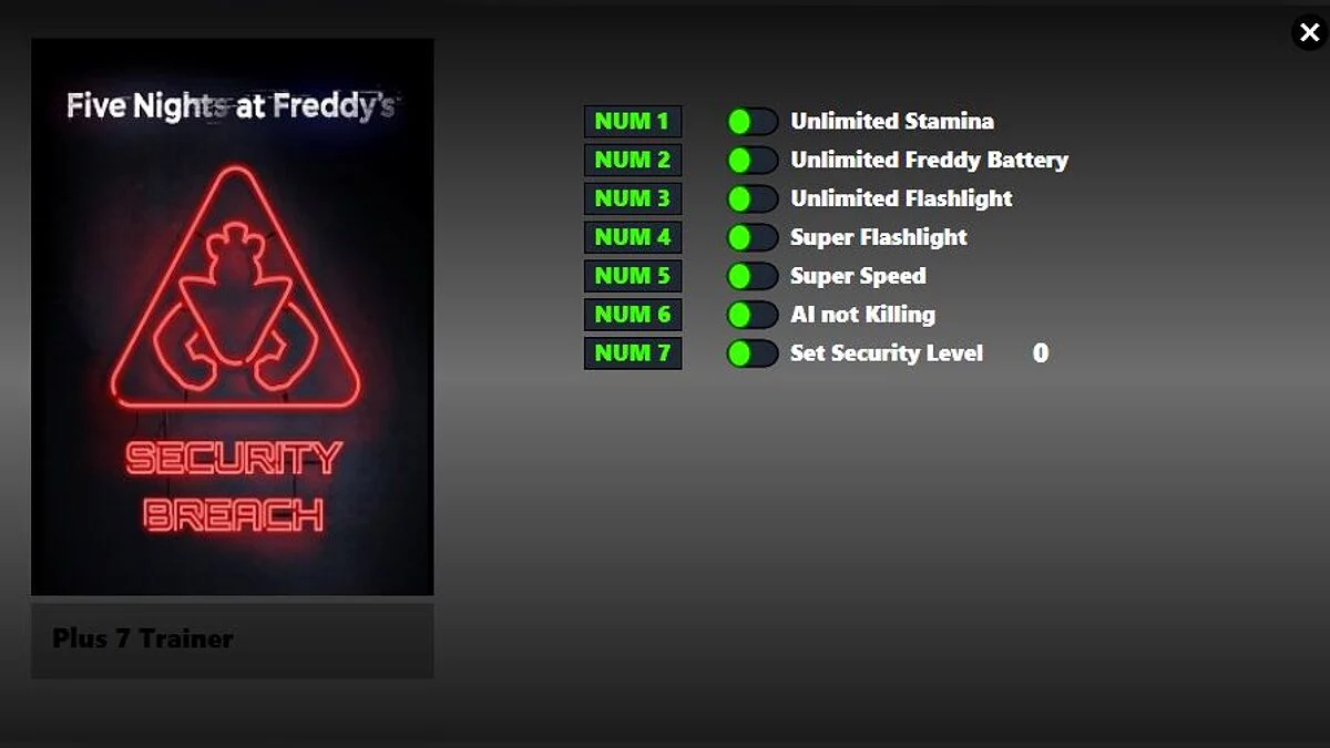 Five Nights at Freddy's: Security Breach —  Трейнер (+7) от 12.05.2022 [v1.0.20220331]