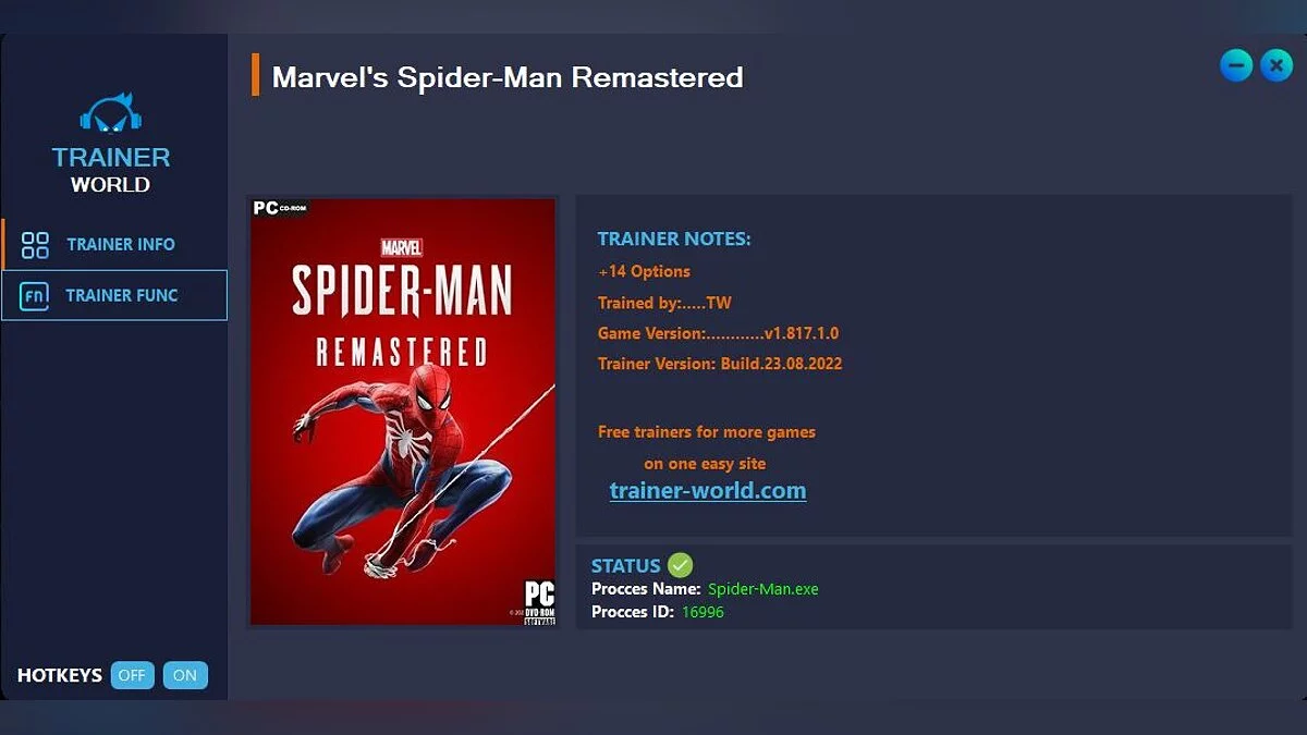 Marvel's Spider-Man Remastered — Трейнер (+14) [v1.817.1.0]