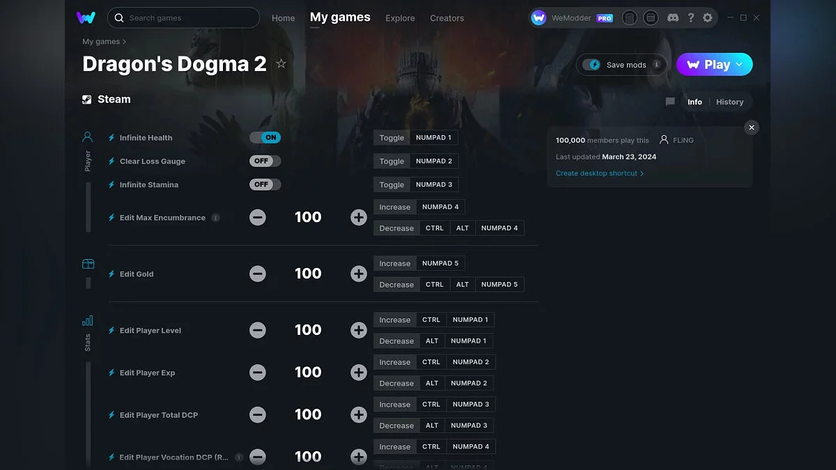 Dragon's Dogma 2 — Трейнер (+32) от 23.03.2024 [WeMod]