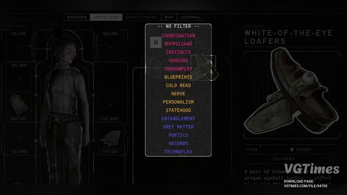 ZERO PARADES: For Dead Spies — Фильтр одежды по характеристикам